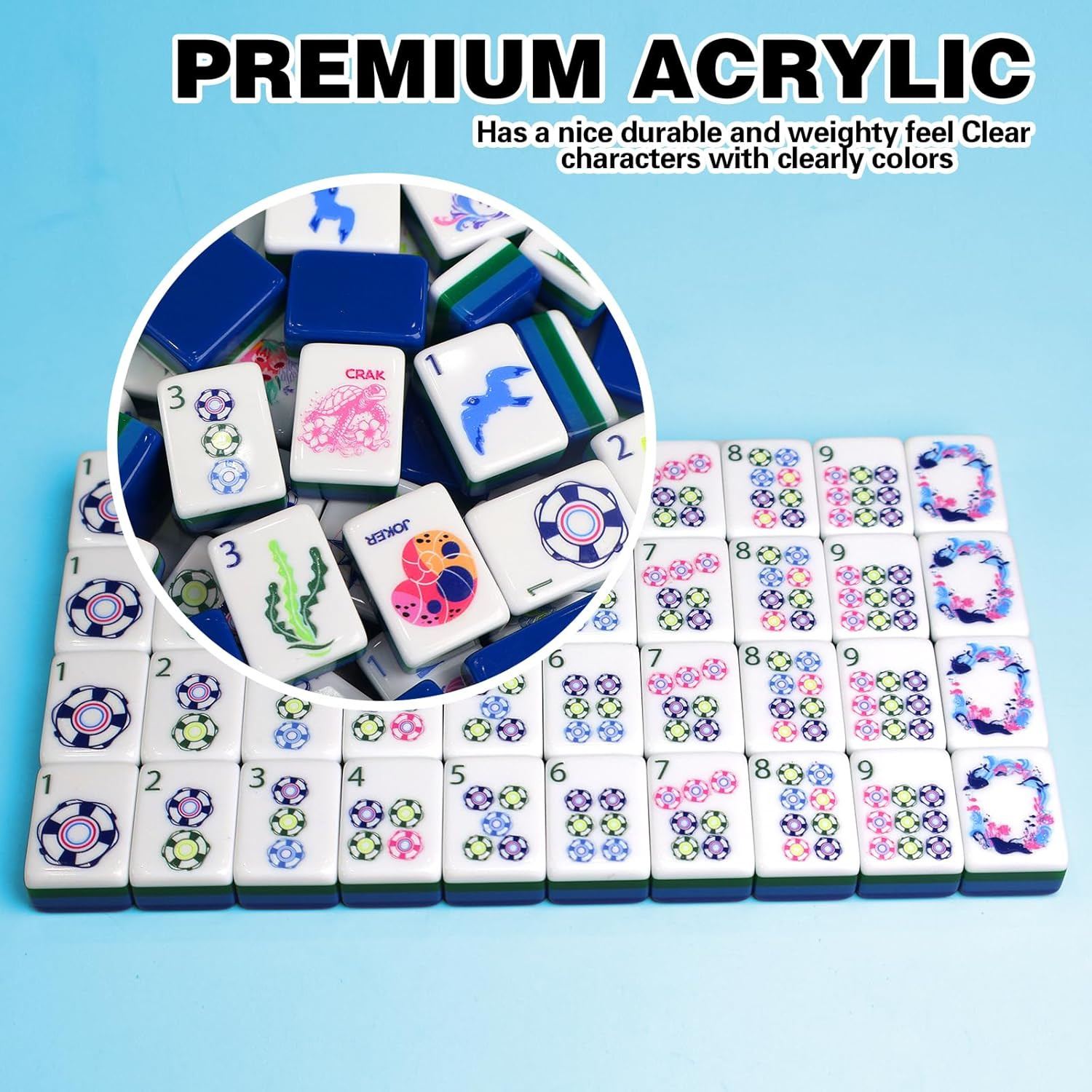 American Mahjong Game Set, Portable Carrying Bag,Acrylic 160 Tiles,Western Mahjo