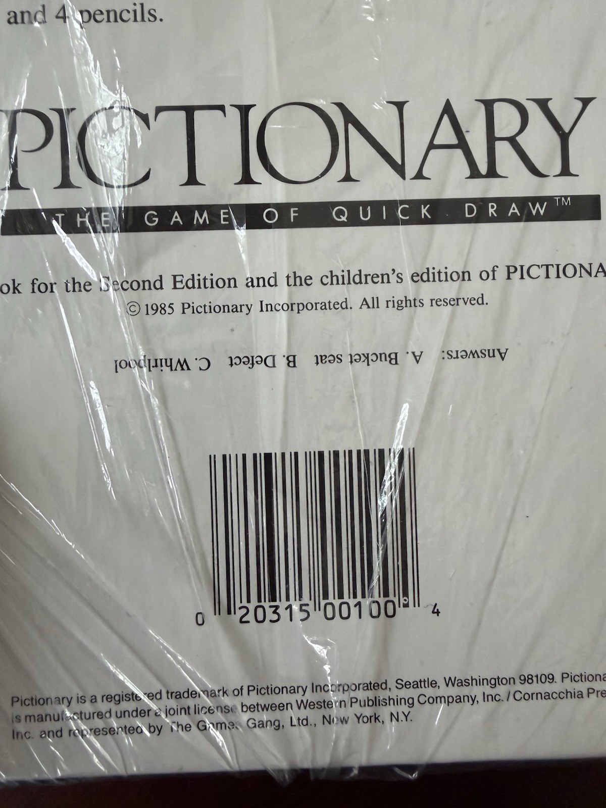 Vintage 1985 Pictionary Original First Edition Factory Sealed Board Game In Box