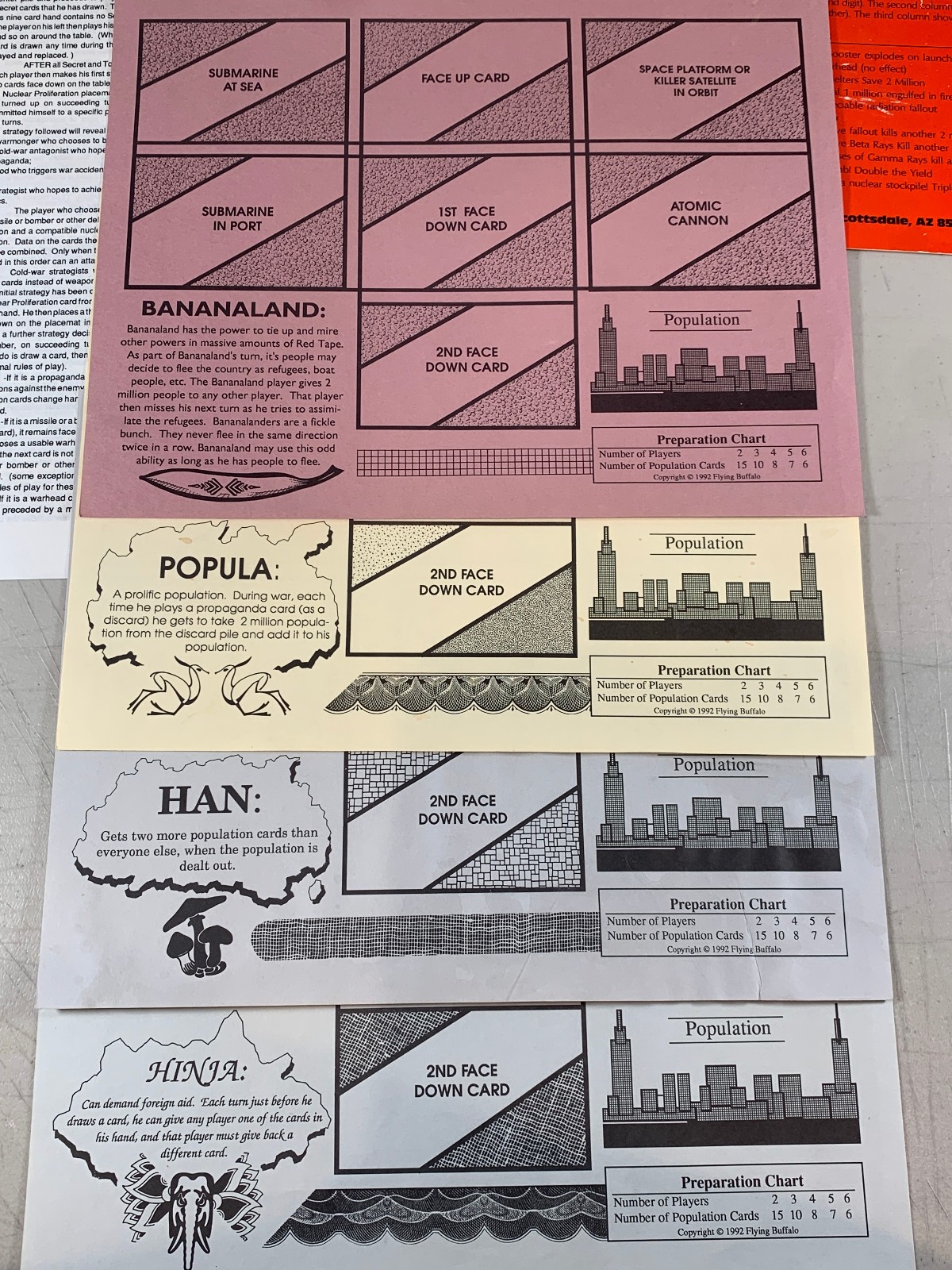 READ! 1992 Flying Buffalo #6004 Nuclear Proliferation + War & Escalation? Game