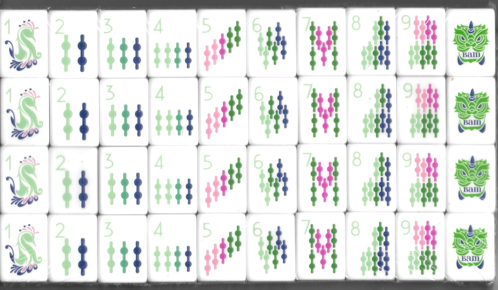 DARK GREEN – 4 Layer Acrylic Mahjong Tiles Full American Set 160 Tiles US SELLER