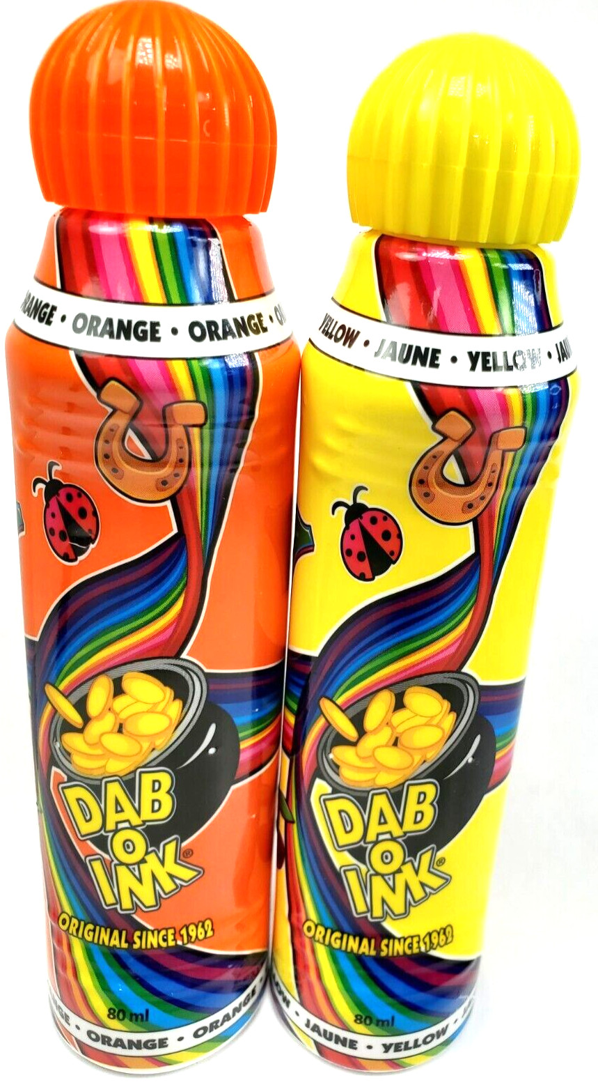9 Bottles DAB O INK BINGO Dabber Assorted Bright Colors 80mL Bingo Card Ink Lot