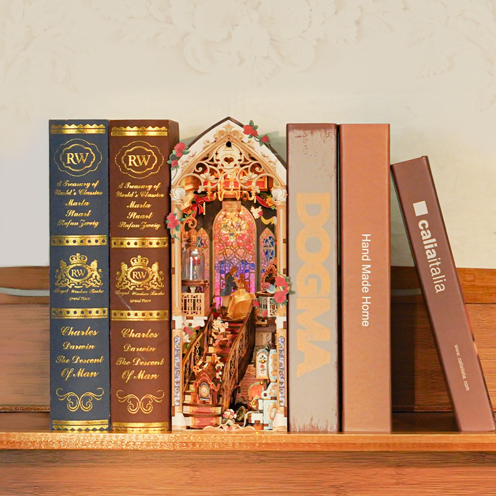 Book Nook Kit 3D Wooden Puzzle Music LED Lights Dust Cover Tonecheer Adults Tale