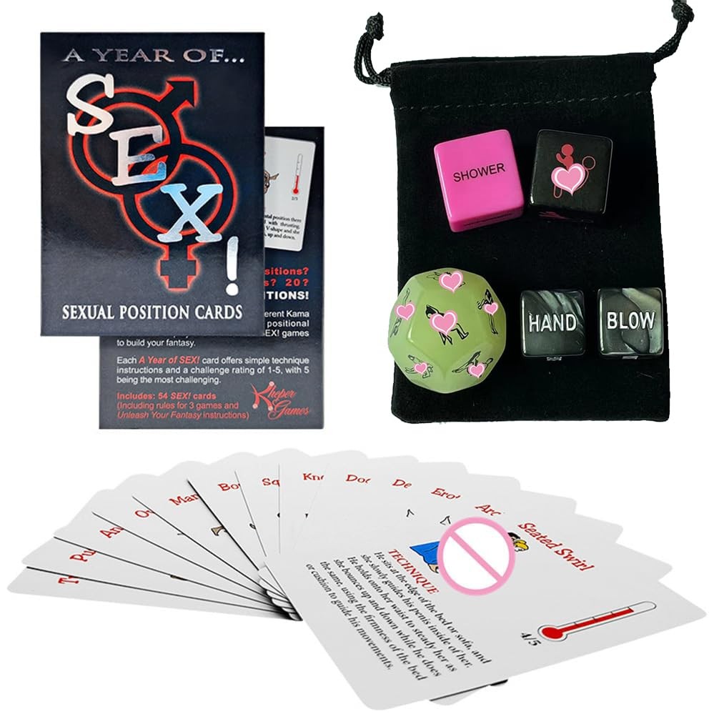 Auntzyj Sex 3 inches x 2 x 1 inch, Cards + 5 Glow-in-the-dark Dice