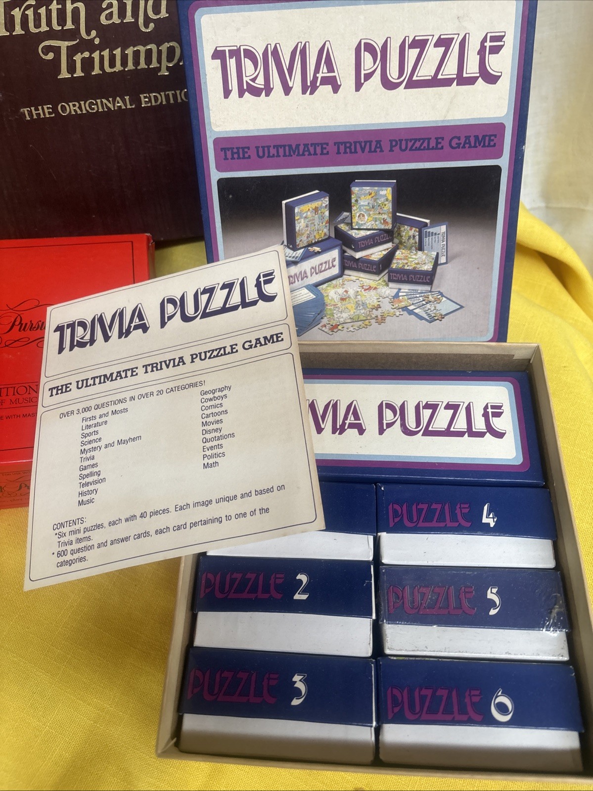 3 Games- Trivial Pursuit RPM Edition, Trivial Puzzle, & Truth & Triumph