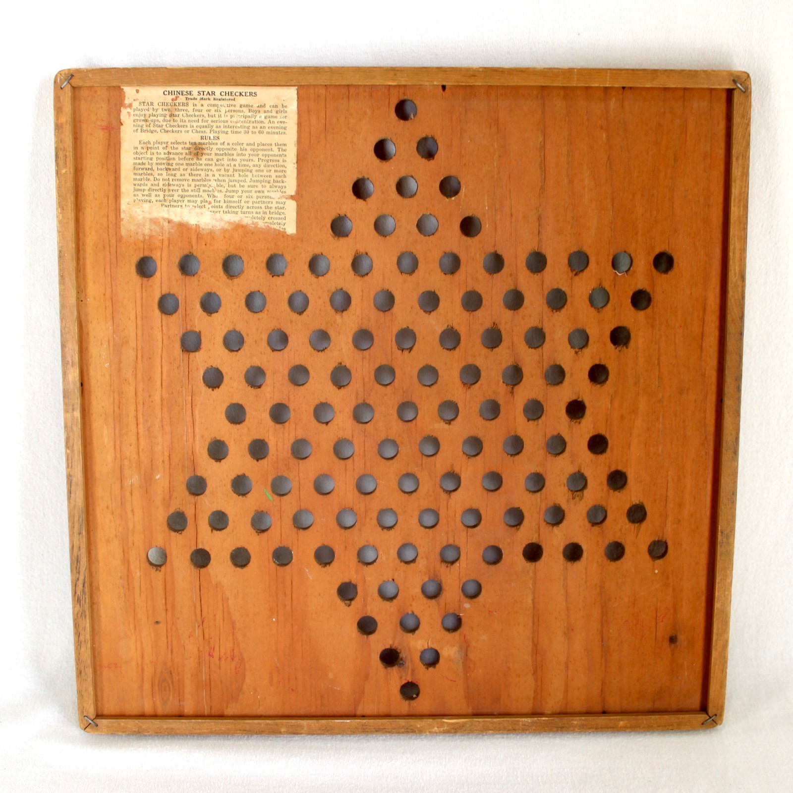Chinese Checkers The Original Star Checkers Game Wooden Playing Board Vintage