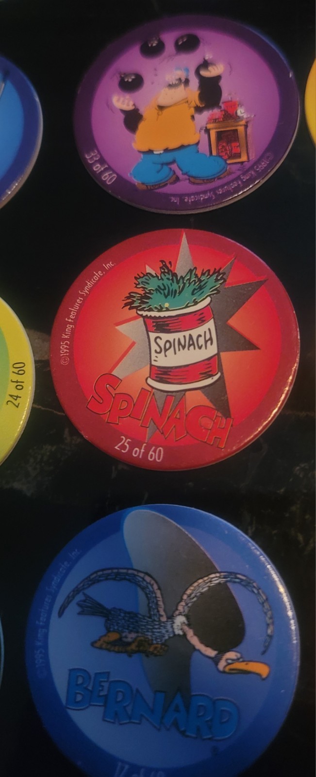 1995 Popeye POGs Complete Set (1–60) + Hot Pink Tube Vintage 90s Milk Cap Game