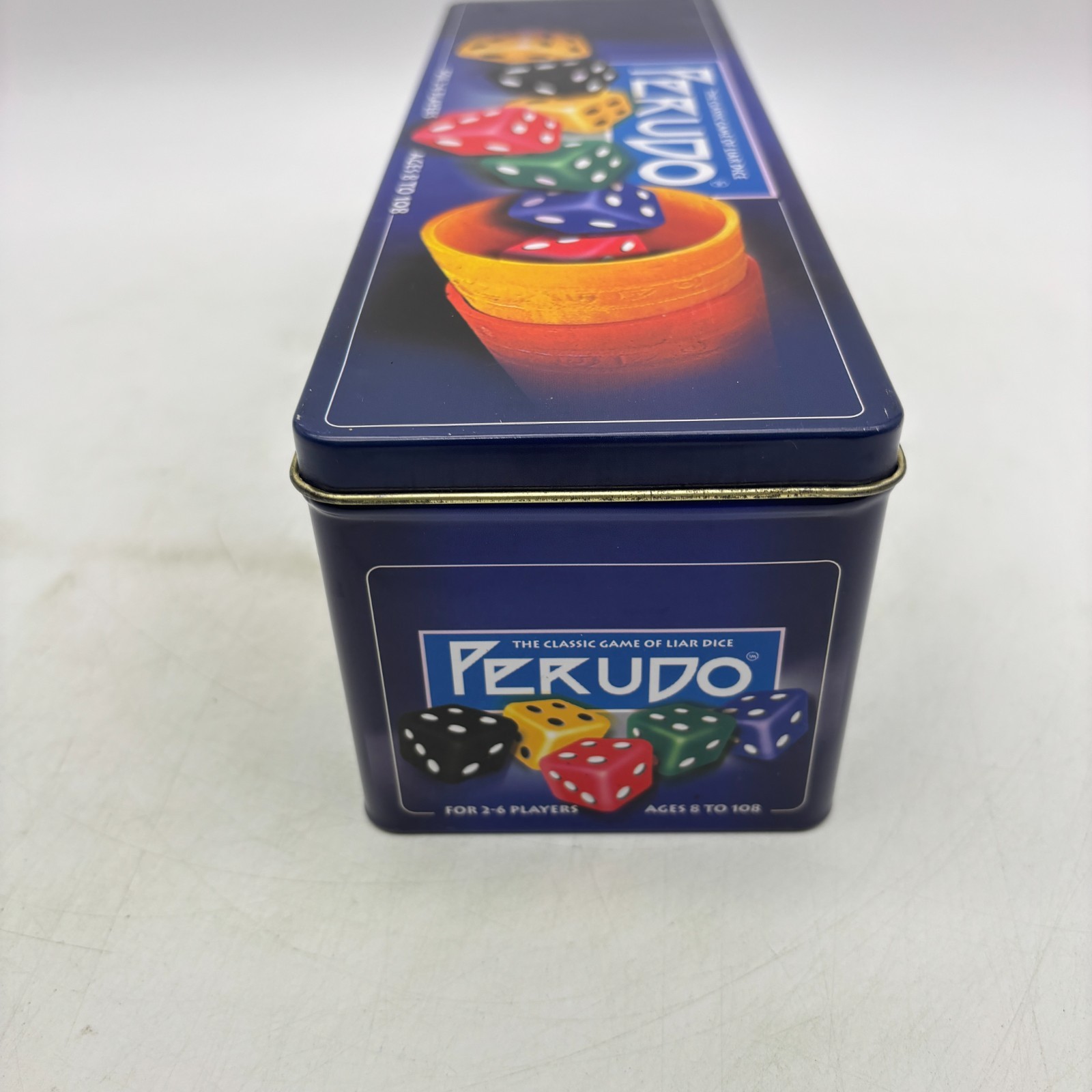 Perudo Liar’s Dice COMPLETE Pressman 2002 Cups Classic Game Tin