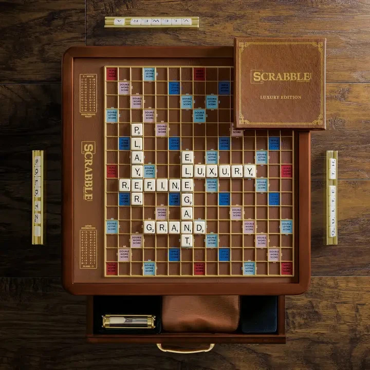 Scrabble Luxury Edition with Rotating Wooden Game Board by Winning Solutions New
