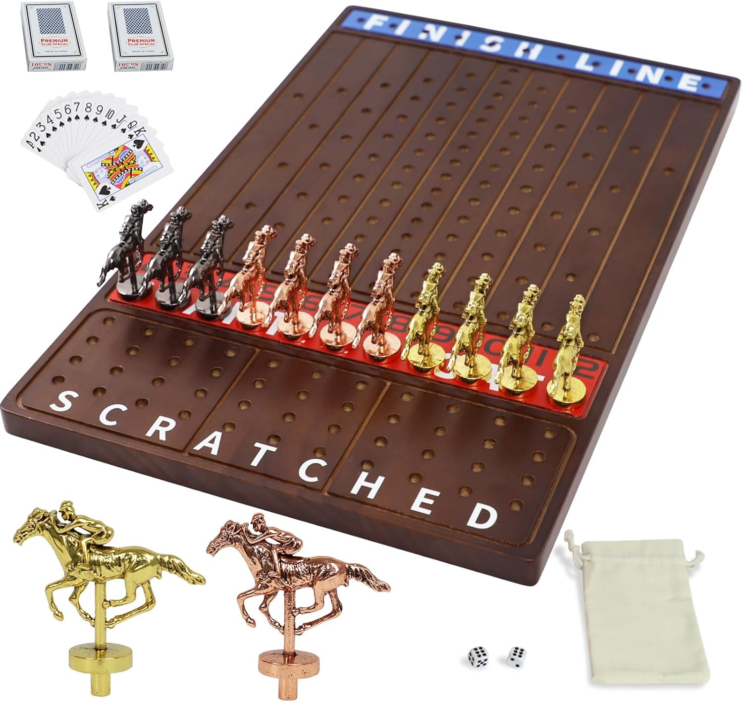 Metal Horse Race Board Game Racing Game Thickened Solid Wood