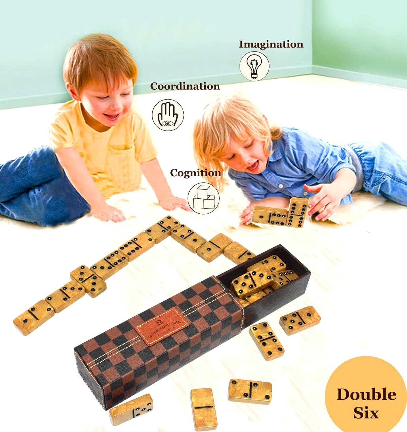 Dominos Set for Adults, Thick Domino, Double 6 Dominoes Set for Adults and Kids,