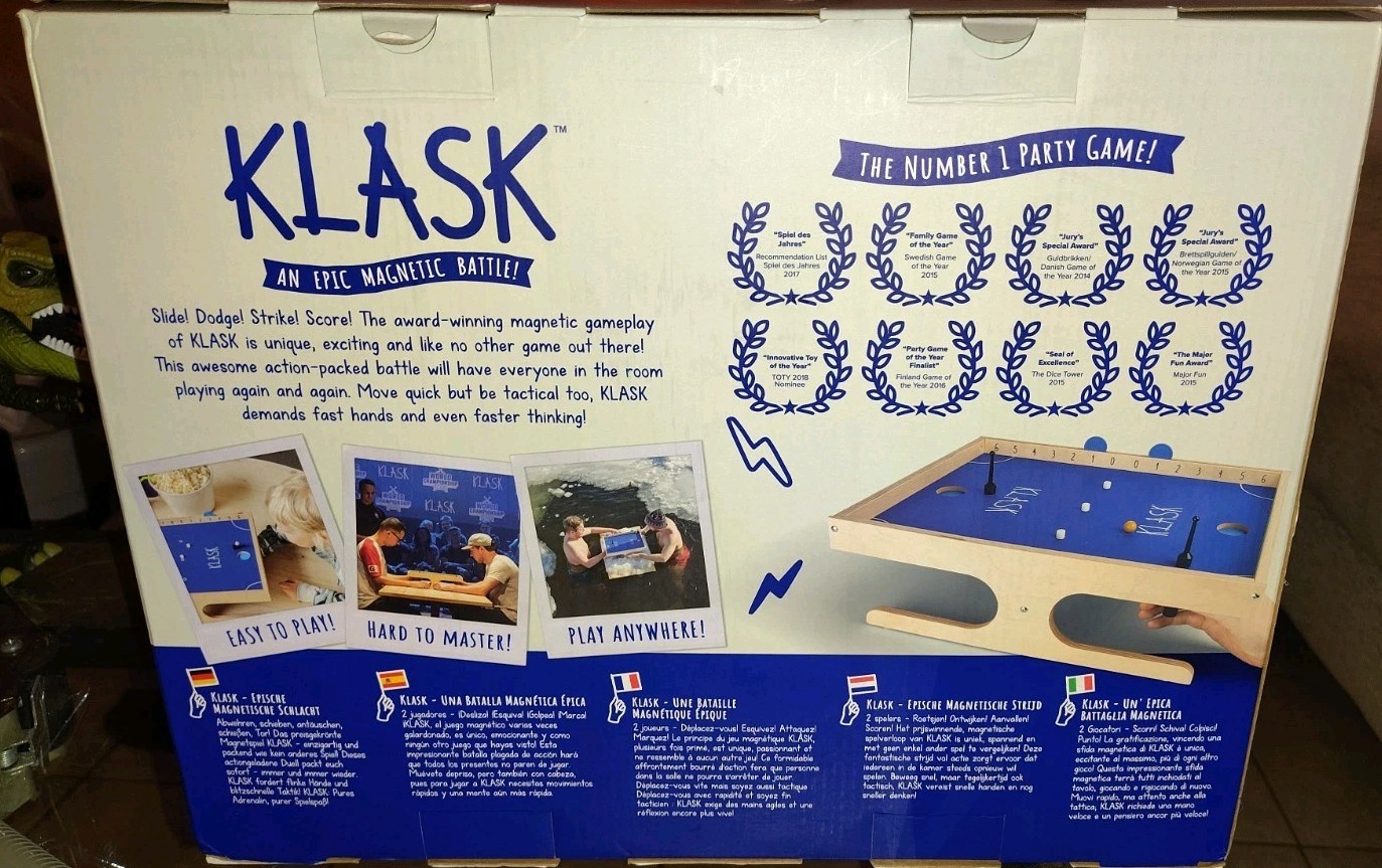Klask Tabletop Board Game Magnetic Foosball Hockey Battle Denmark Ages 8+ NOB