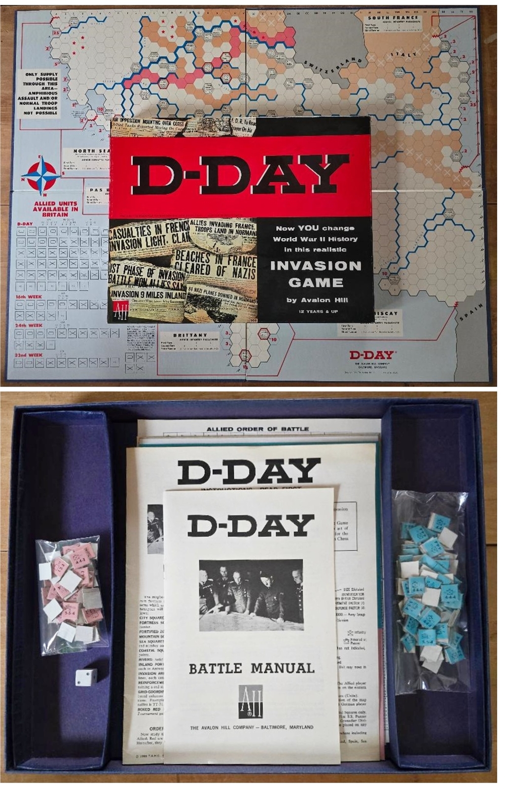 D-Day A World War II Invasion Game 1965 Avalon Hill #508