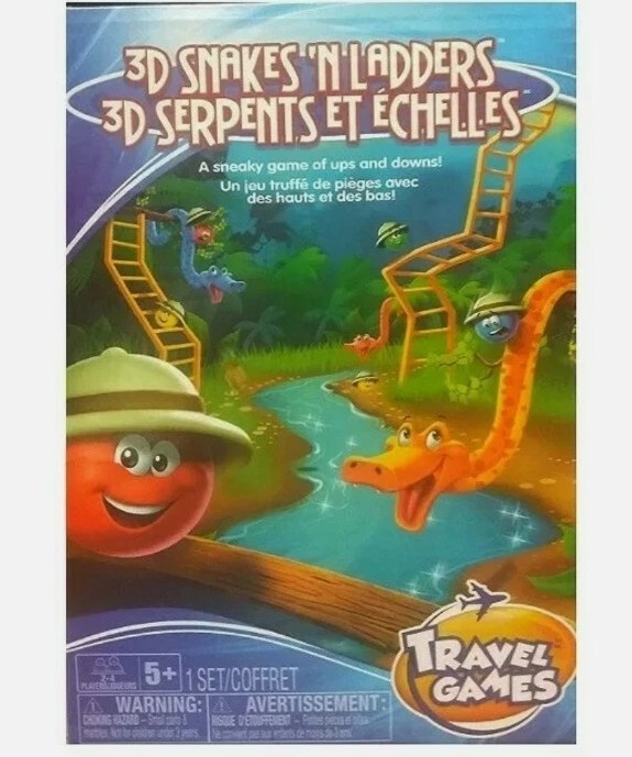 3D Snakes & Ladders Travel Size Family Board Game