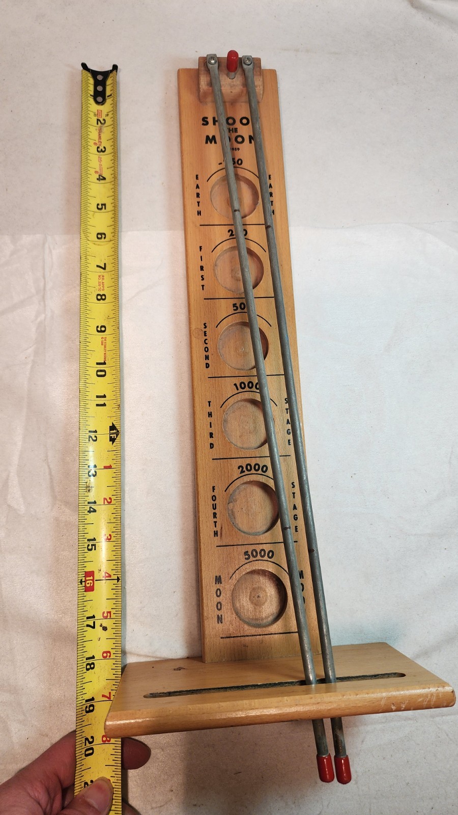 Vintage wooden 1959 Drueke Shoot the Moon Skill Game, no ball