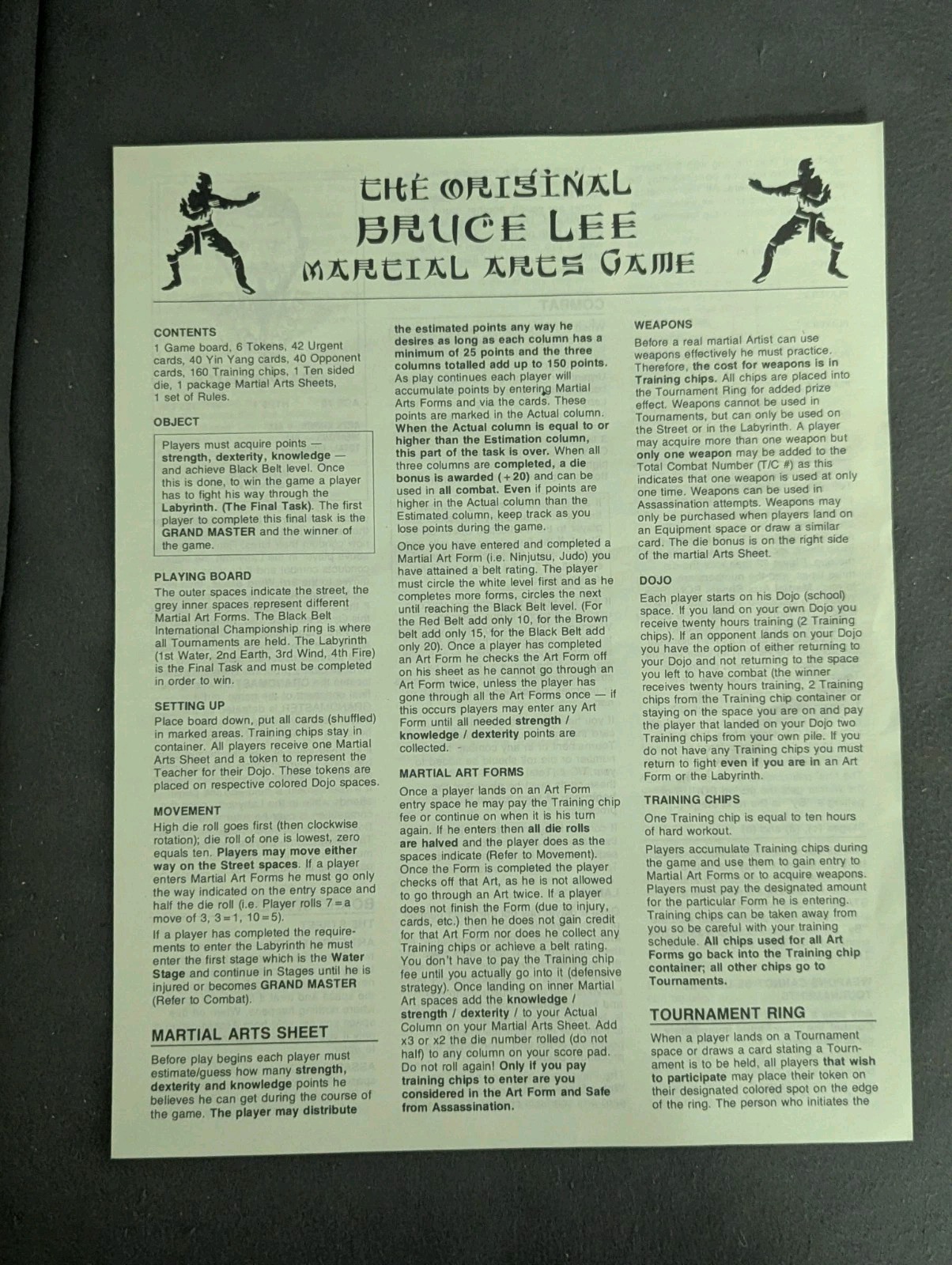 THE OFFICIAL BRUCE LEE MARTIAL ARTS GAME… VTG RARE 1985