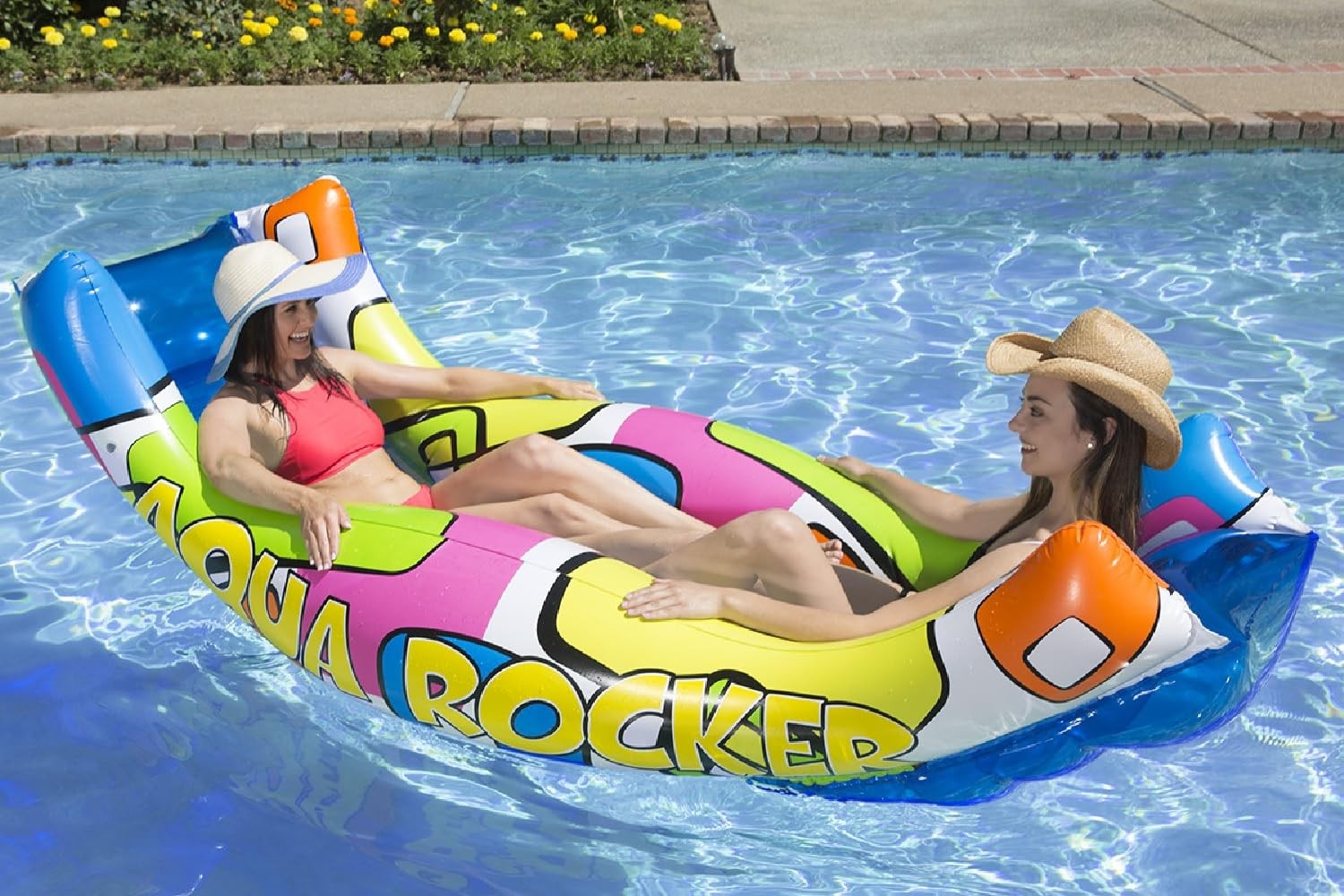 Inflatable Pool Float Rocker 88 x 52 in Blue Multi Poolmaster 86104 Aqua Adults