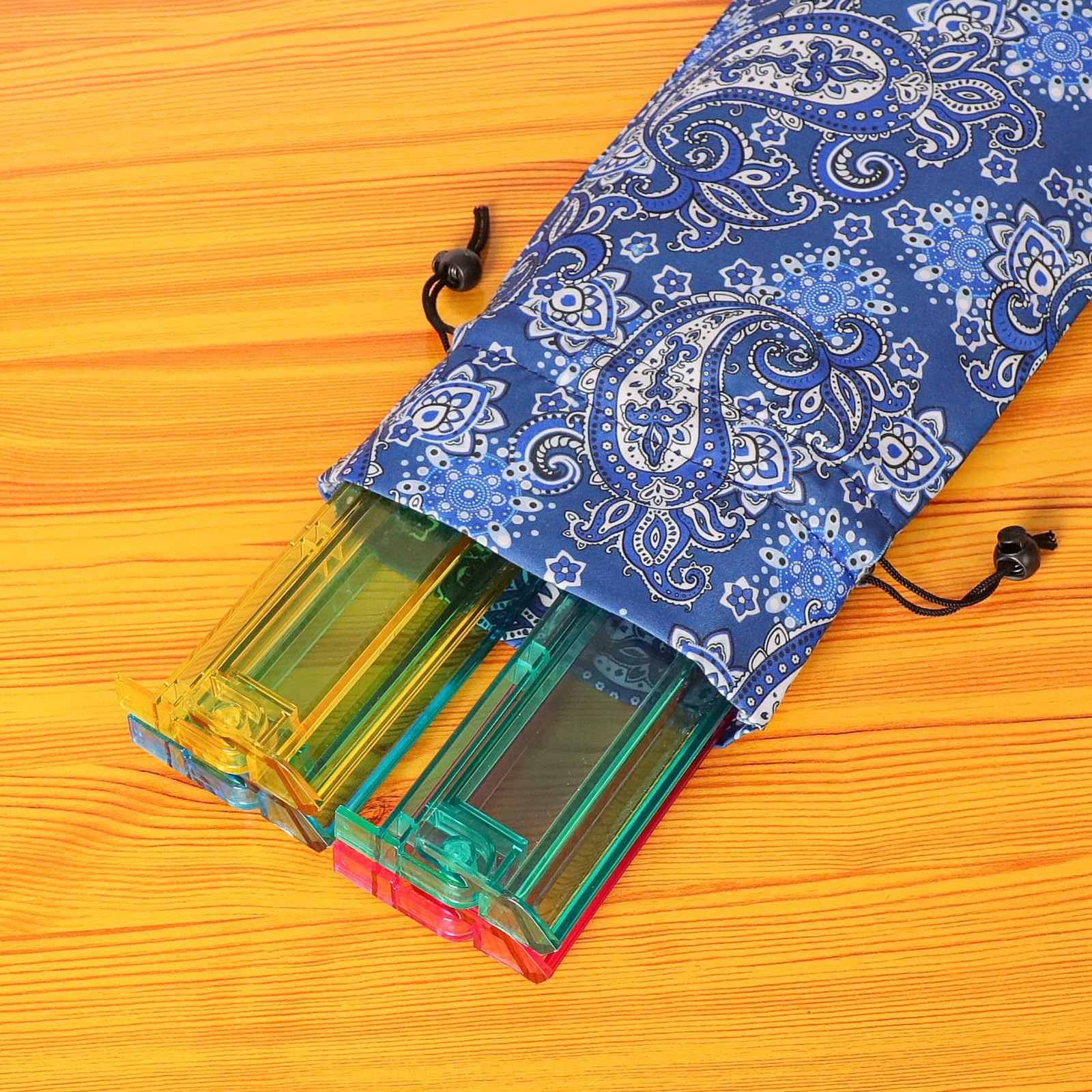 GUSTARIA Protective Sleeve for Mahjong Racks and Pushers,Blue Printed Mahjong…