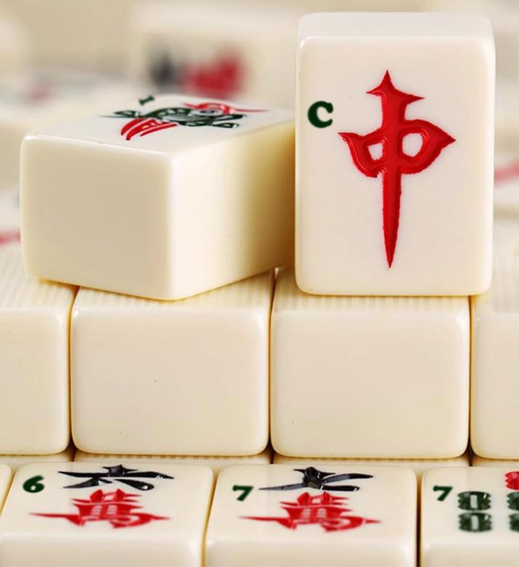 Mahjong Set 1.5” 146 Tiles Arabic Numerals 2 Dice Wind Indicator Carrying Case