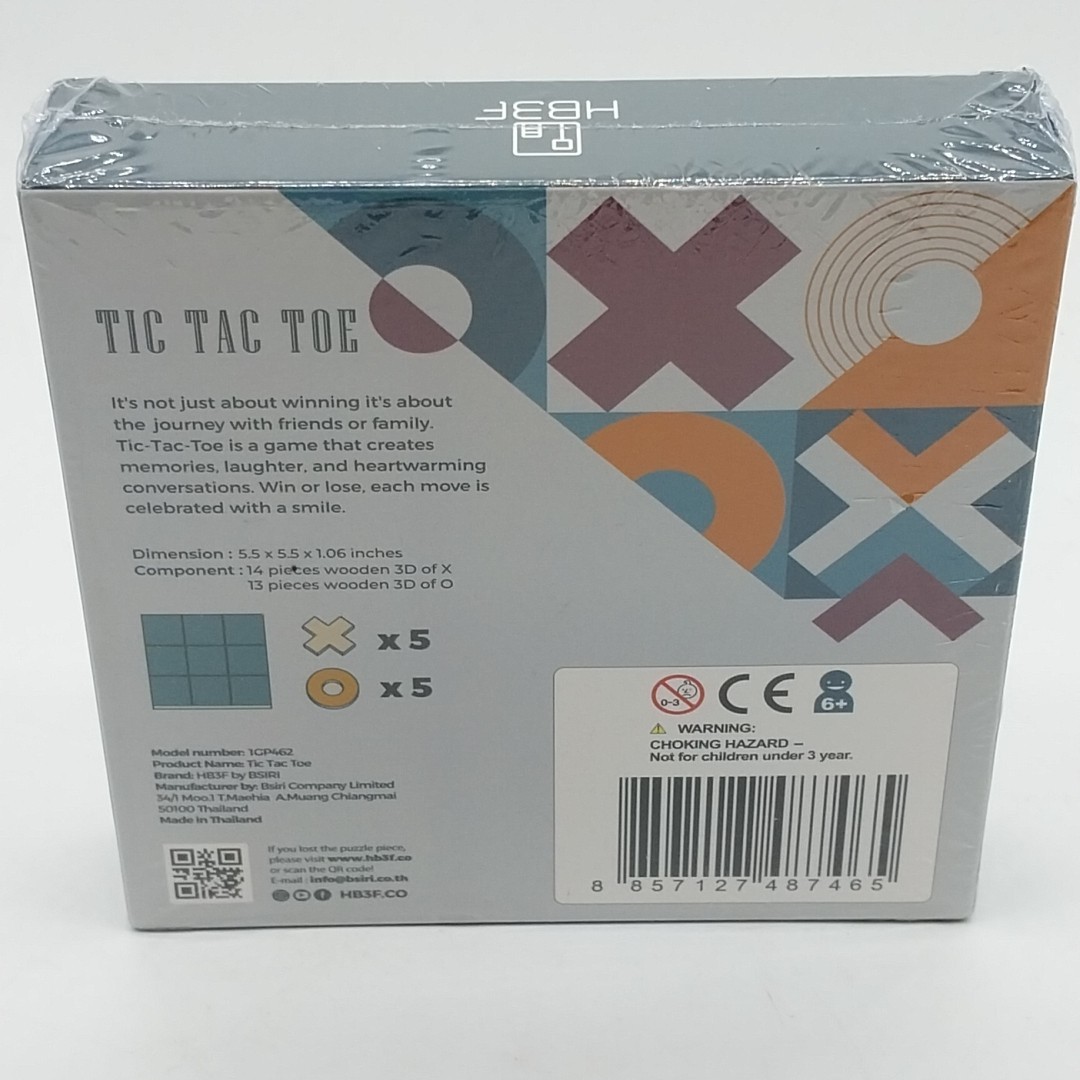 Tic Tac Toe Game HB3F 5.5 x 5.5 Inches Squared Wooden Pieces NEW SEALED