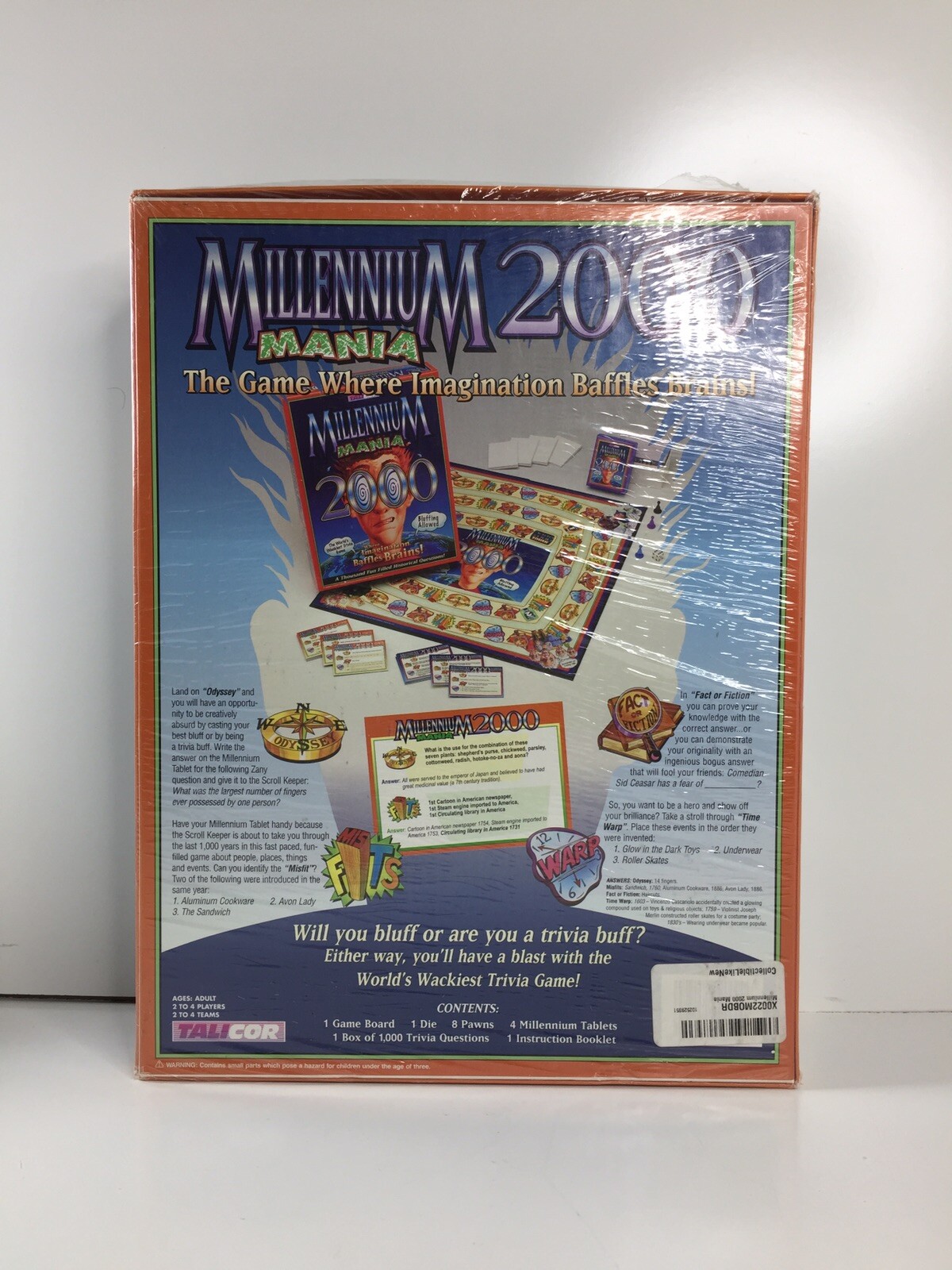 Vintage 1999 Talicor Millennium Mania 2000 Trivia Board Game New Free US S/H