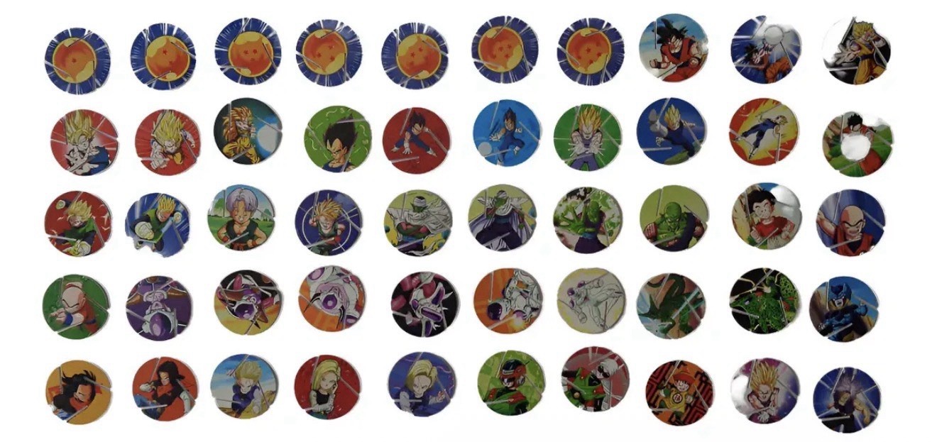 100 Dragon Ball Z Xferas Tazos Complete Collection Sabritas Plastic Pog Set