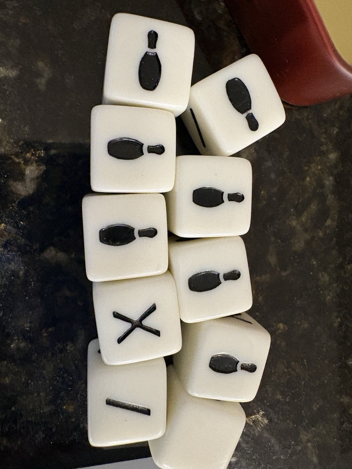 Ideal Bowling Dice Game 10 Dice & Score Pad Tin Container Complete Instructions