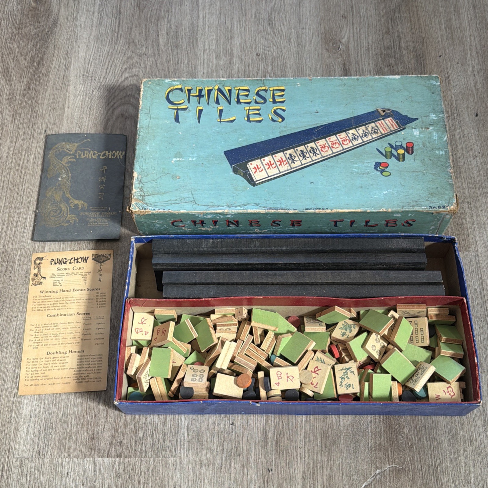 Vintage Chinese Tiles Game Wooden 1939 J Pressman & Co Mah-Jong Mahjong Rare HTF