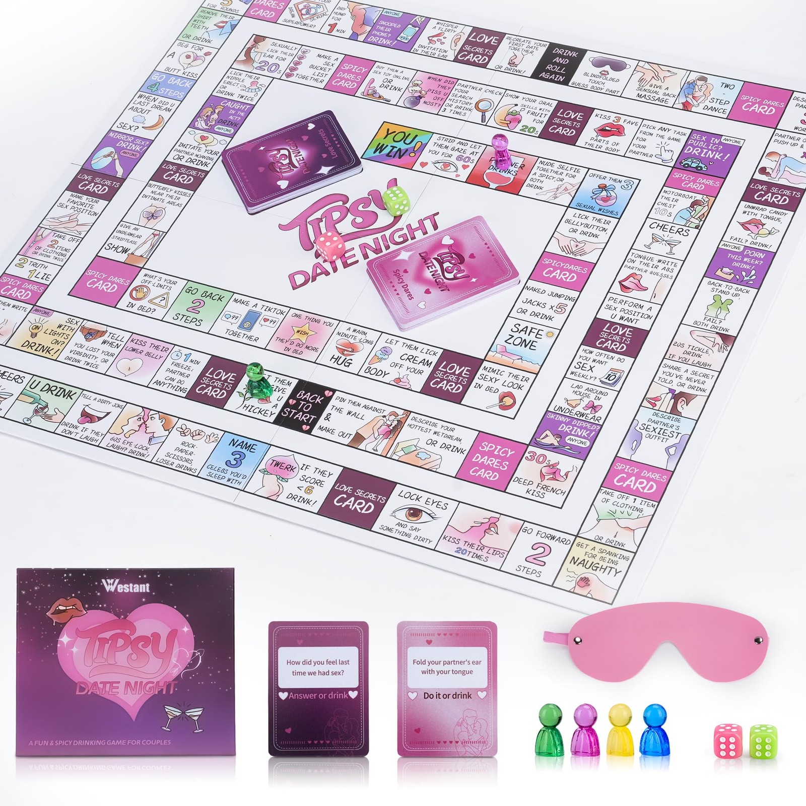 Tipsy Date Night Couples Drinking Game – A Flirty Adult Board Game for Couple…