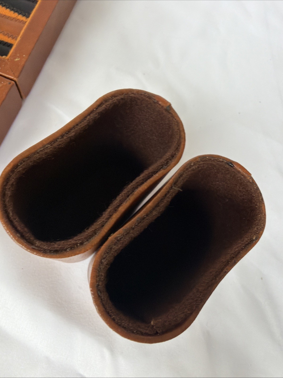 Vintage Backgammon Set Faux Leather Carrying Case Brown Striped Travel Board