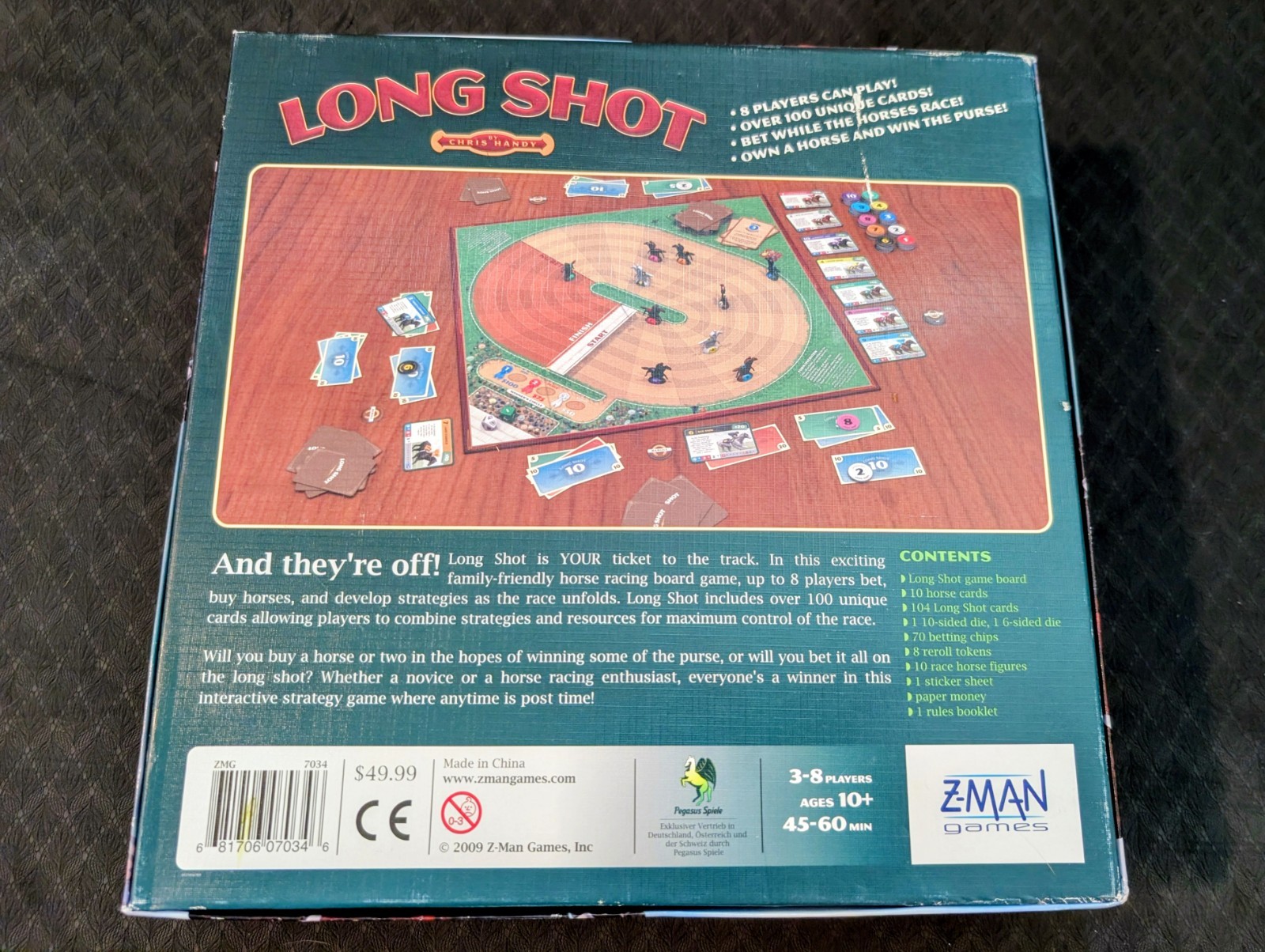 Long Shot The Horse Racing Board Game (2009) by Z-Man 3-8 Players 60 Minutes