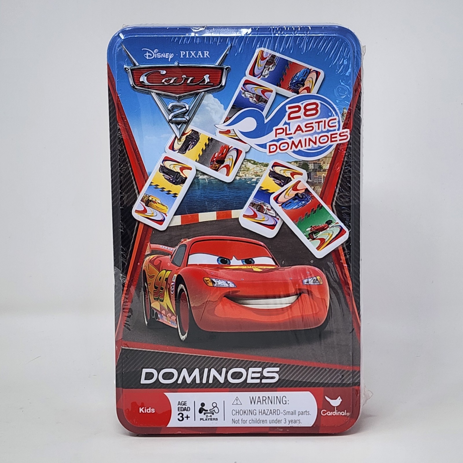 Disney Pixar Cars 2 Dominoes Cardinal 28 Plastic Dominoes Factory Sealed Tin