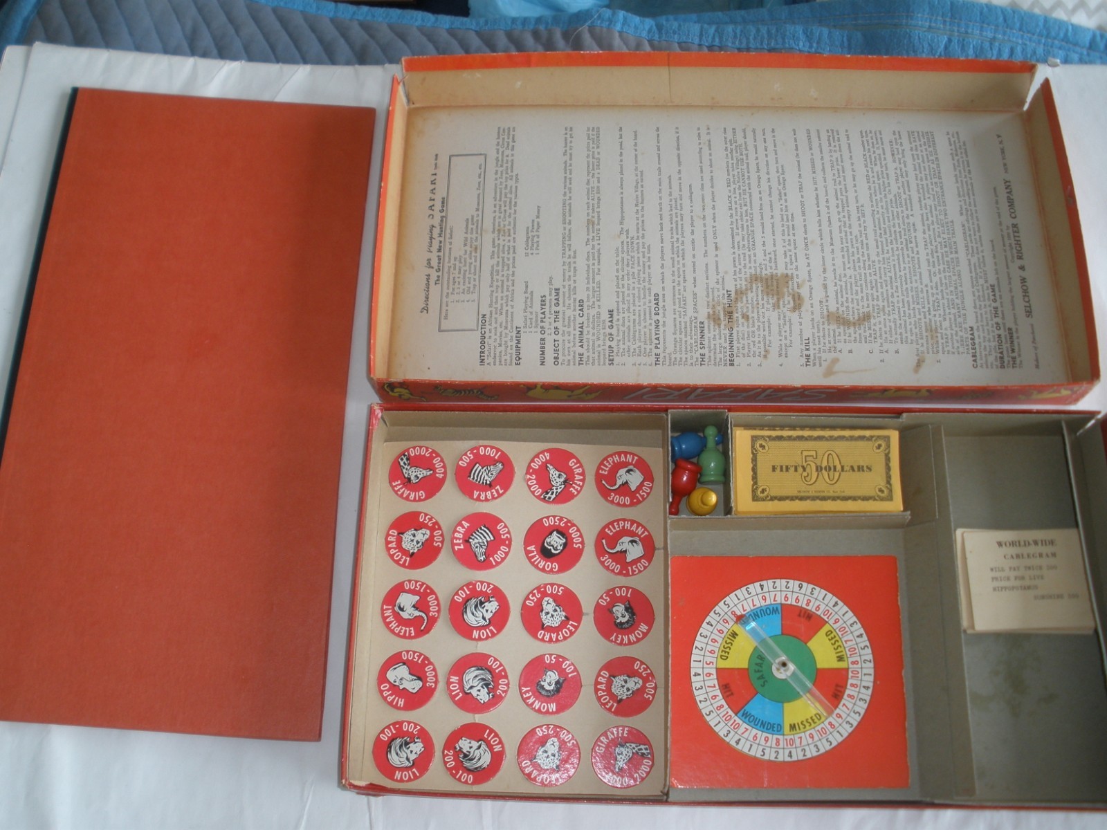 Safari ‘Hunting’ Board Game Selchow & Righter Co. Vintage 1950 – COMPLETE