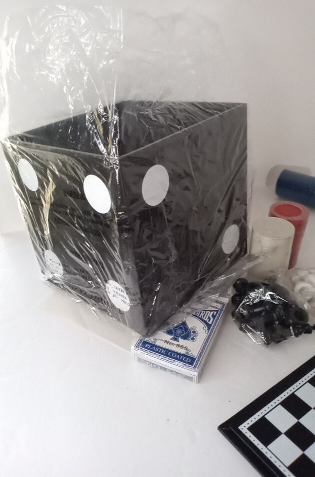 6 In 1 Game Cube Checkers, Chess, Backgammon, Dominoes, Dice, Cards, Poker Chips