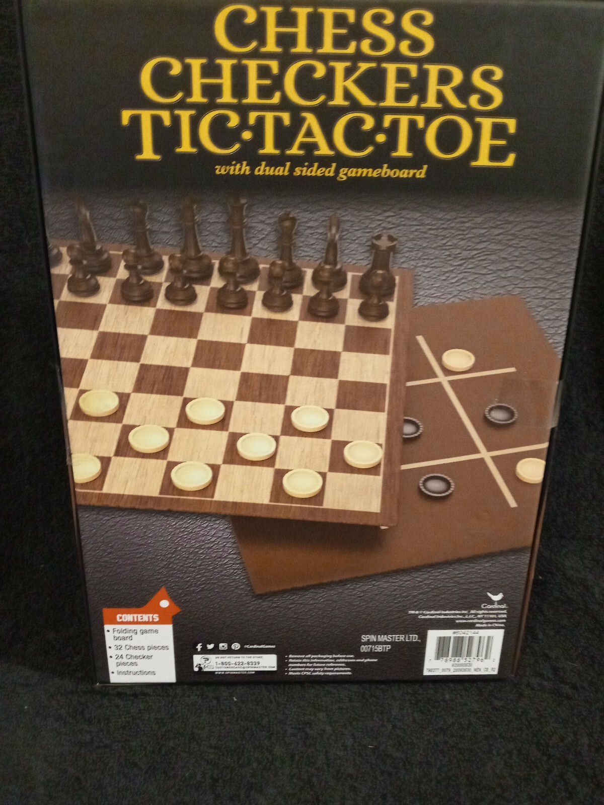 Chess, Checkers, And Tic Tac Toe Set – Foldable Cardboard – Plastic Players