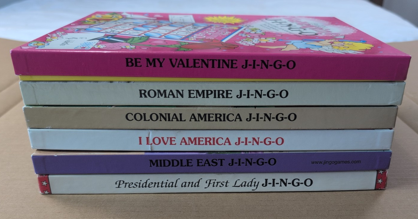 Lot of 6 JINGO Bingo Educational Presidential, American, Middle East *INCOMPLETE