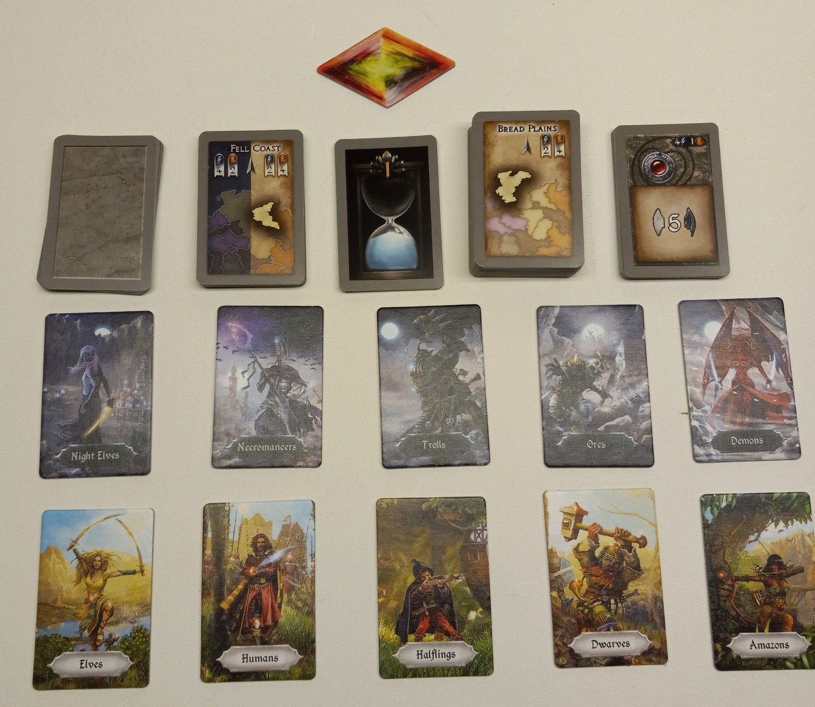IMMORTALS Board Game Queen Games Almost Complete in Box Missing 1 Green Cube