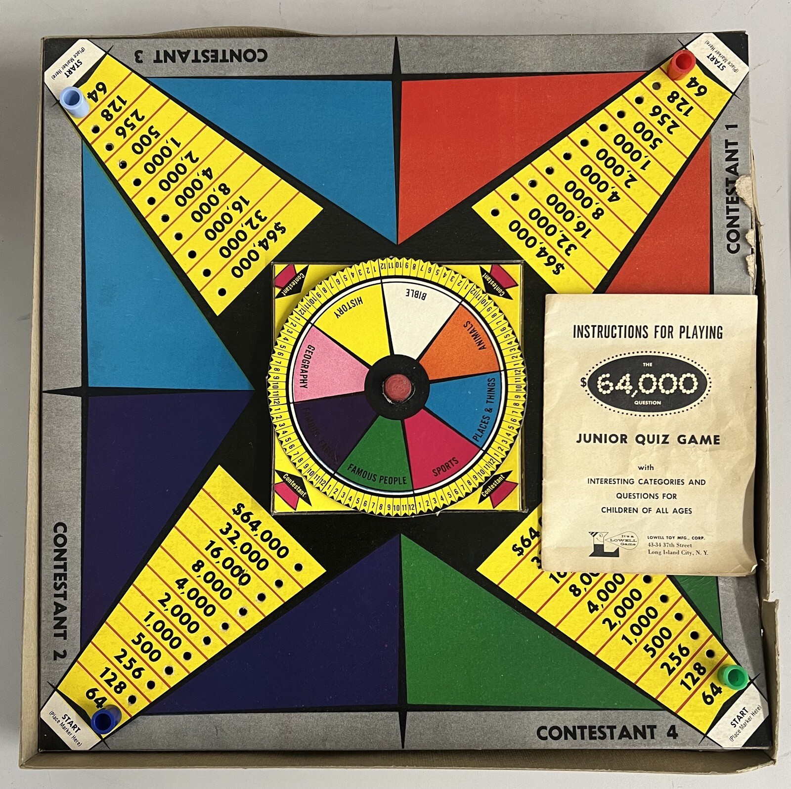 1950’s Revlon’s $64,000 Dollar Question Junior TV Quiz Show Board Game Lowell
