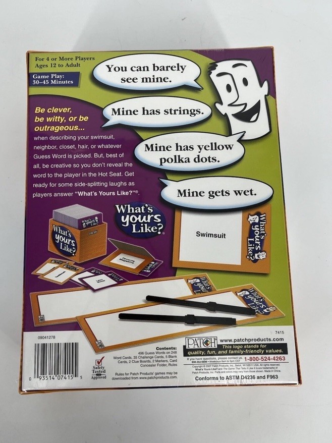 What’s Yours Like? Family Party Board Game Funny 2007 – BRAND NEW & SEALED