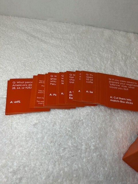 Talking Tables 120 Questions After Dinner Food & Drink Trivia Square Orange Box