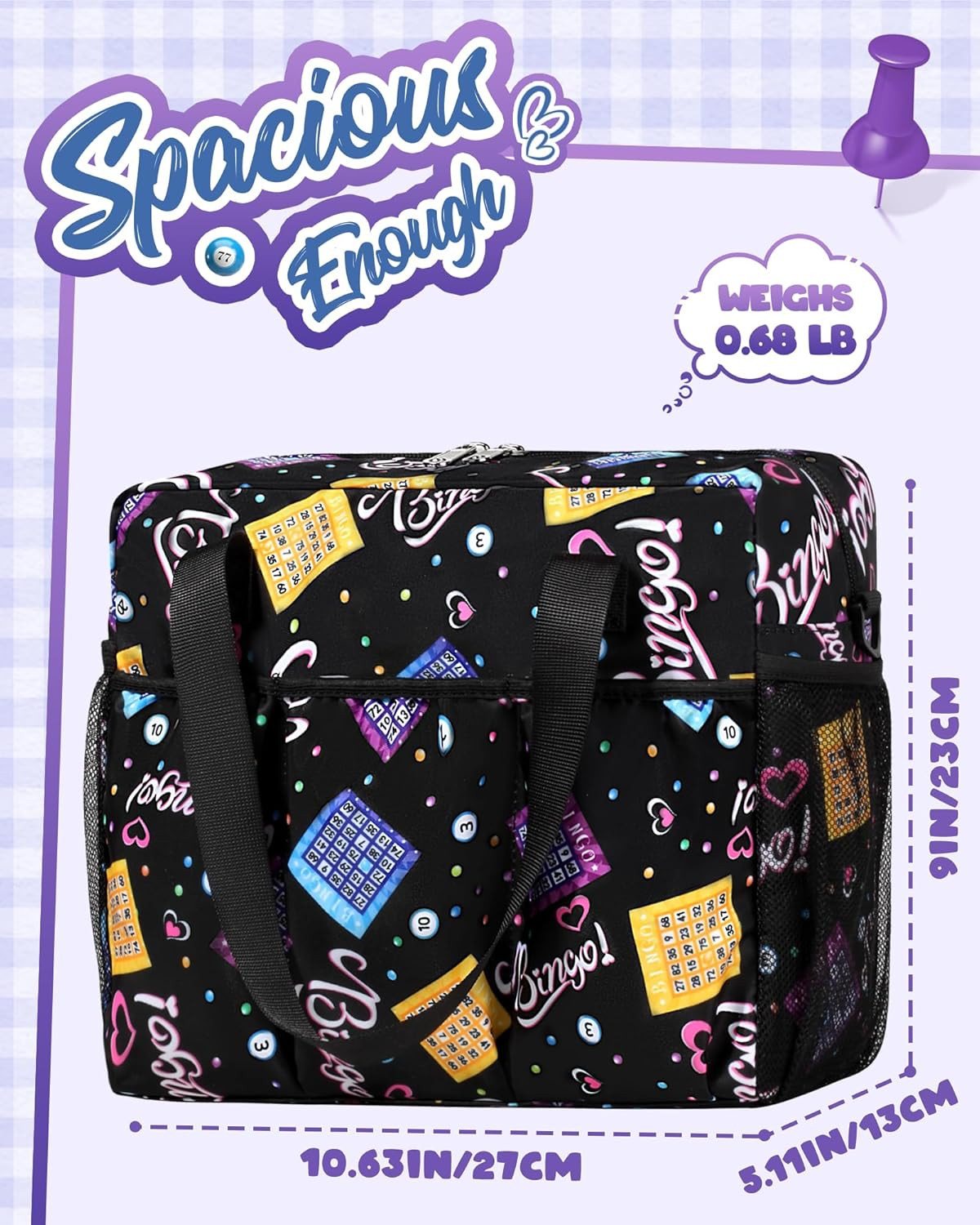 Bingo Bag with Pockets for Daubers Dabbers Dobbers Dotters Casino Bingo Game Ac