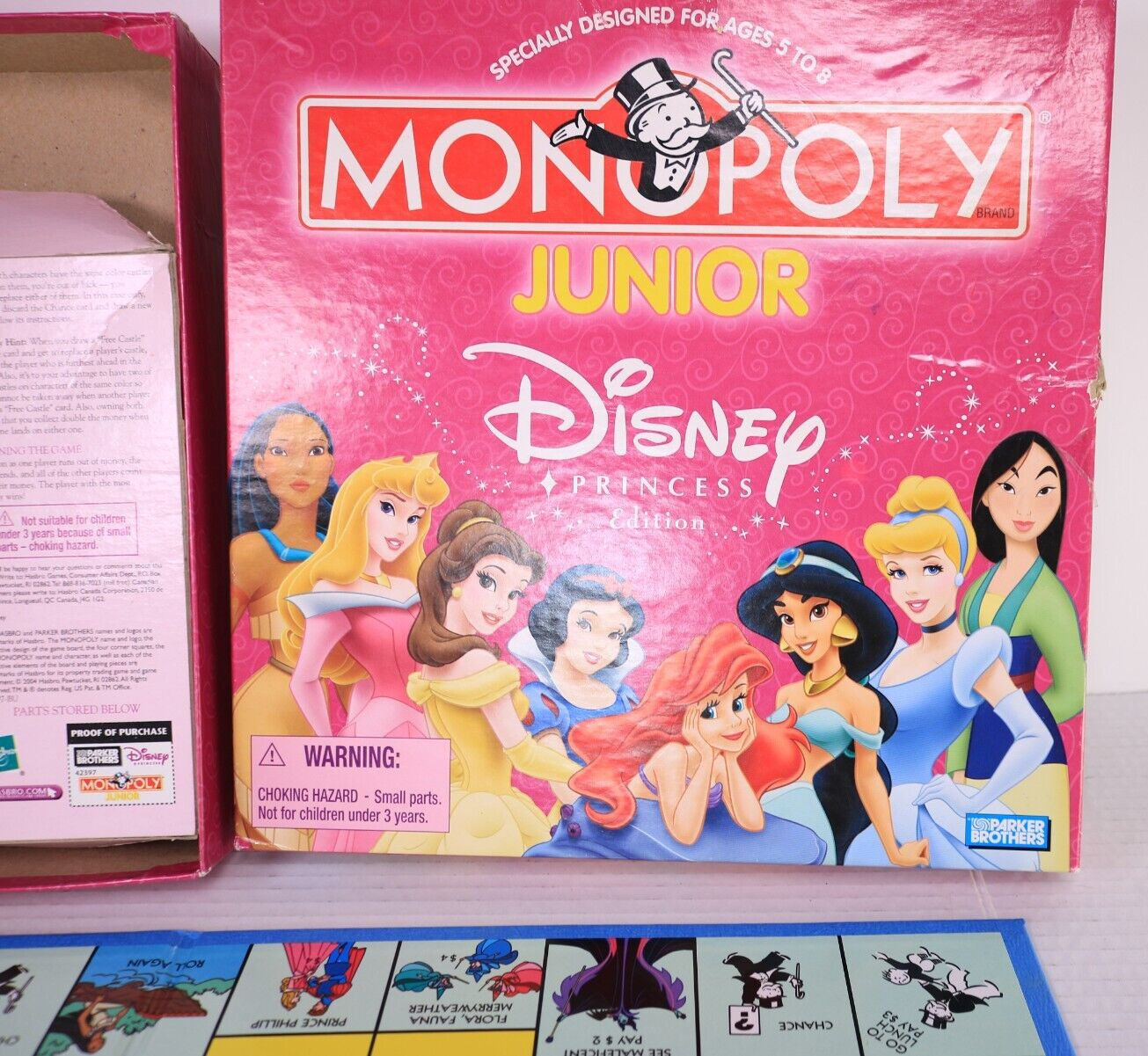 Vintage Monopoly Junior Disney Princess Edition 2004 95% Complete See Pics Good!