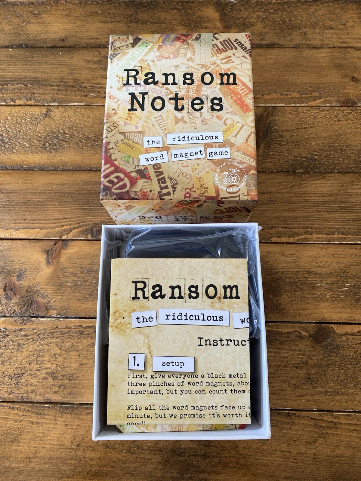 RANSOM NOTES Game By Charty Party “The Ridiculous Word Magnet Game” COMPLETE