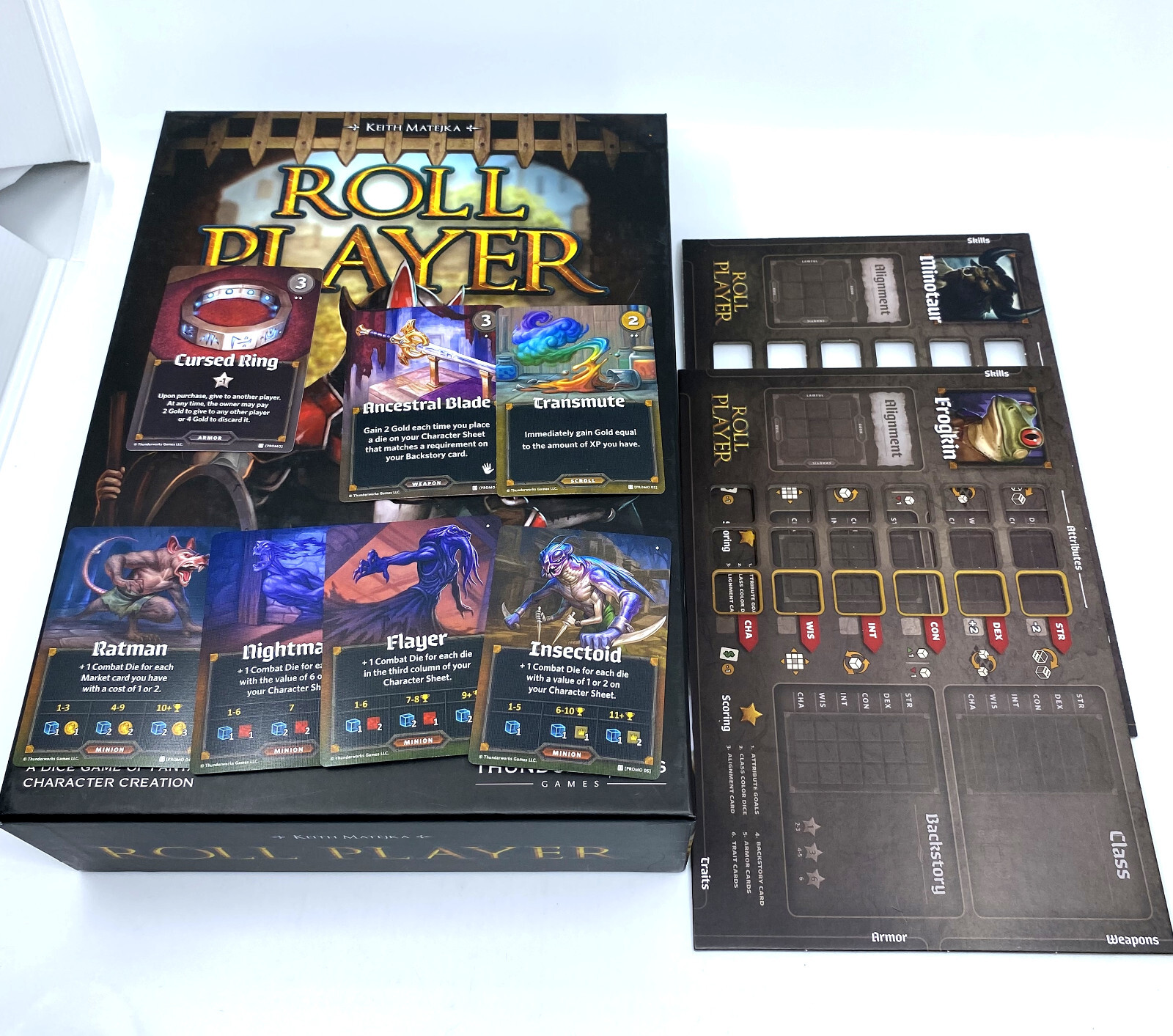 Roll Player Board Dice Game & Minotaur & Frogkin Player Boards & 7 Promo Cards