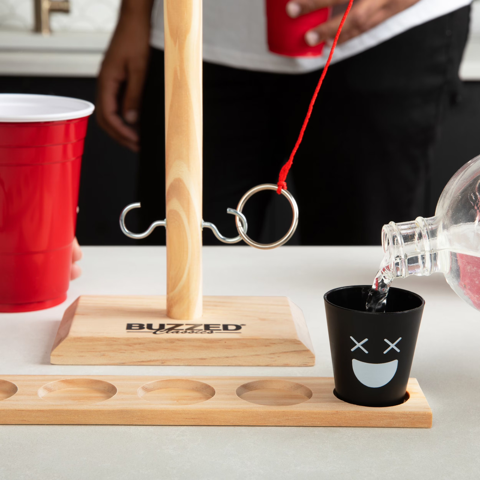 Hook and Ring Toss Bar Adult Drinking Game Shot Glass Indoor Outdoor Party