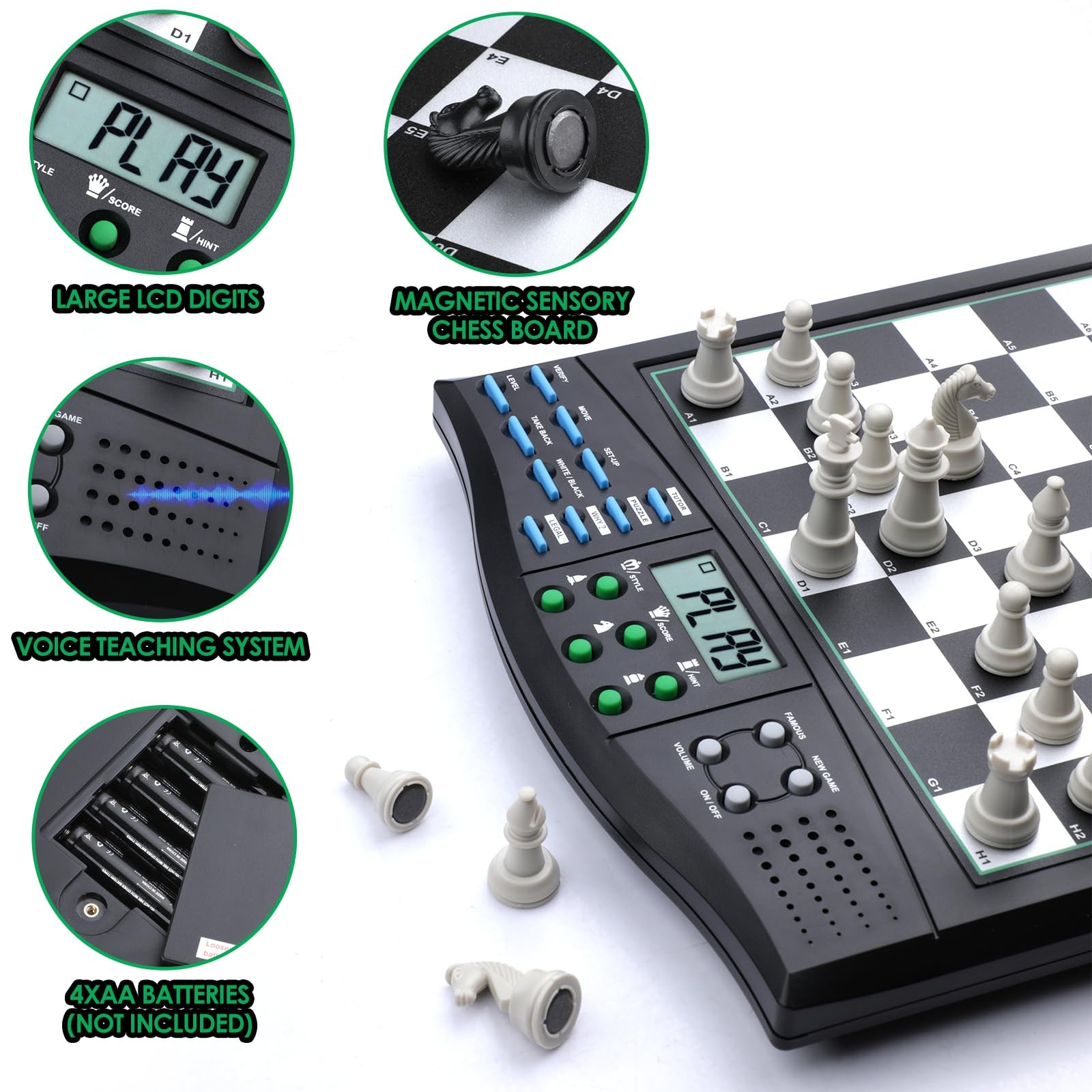 Talking Chess Academy Electronic Smart Game Board Set W/ Voice Pieces 1-2 Player
