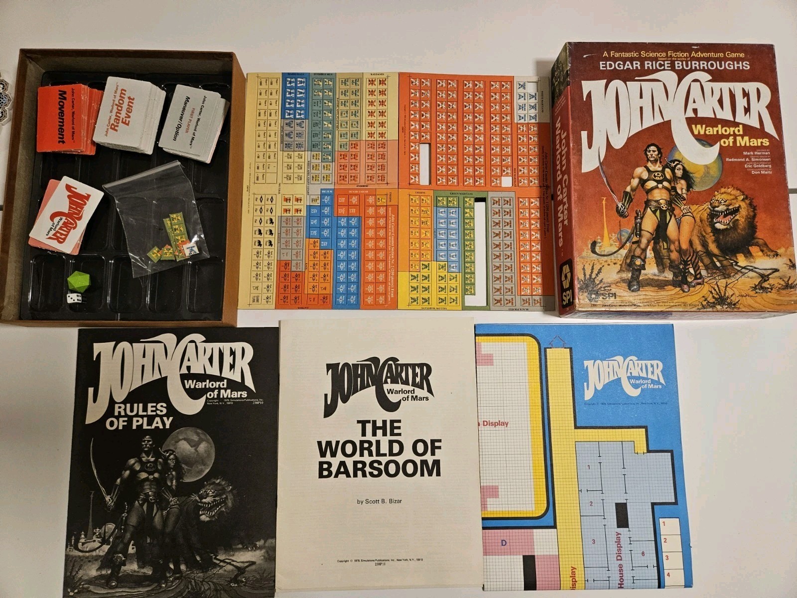 SPI Wargame John Carter – Warlord of Mars Bright Box, Unpunched cards Crisp Book