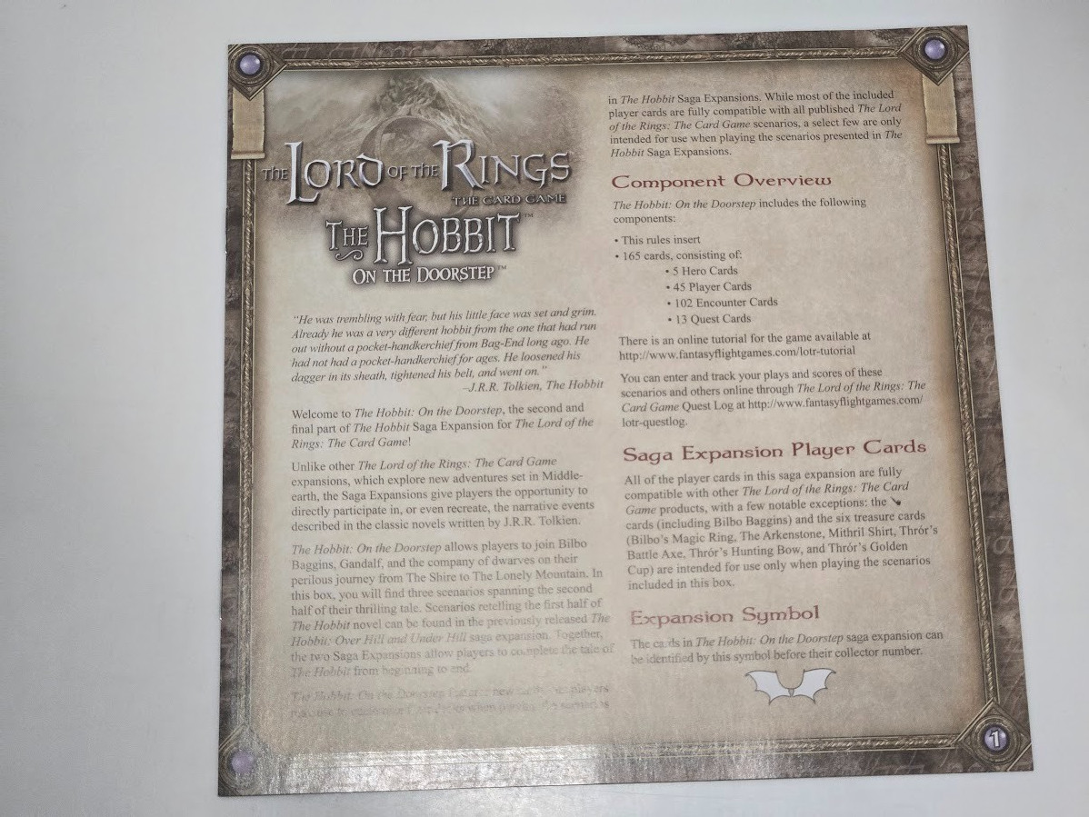 LOTR The Lord of the Rings Card Game LCG The Hobbit On the Doorstep