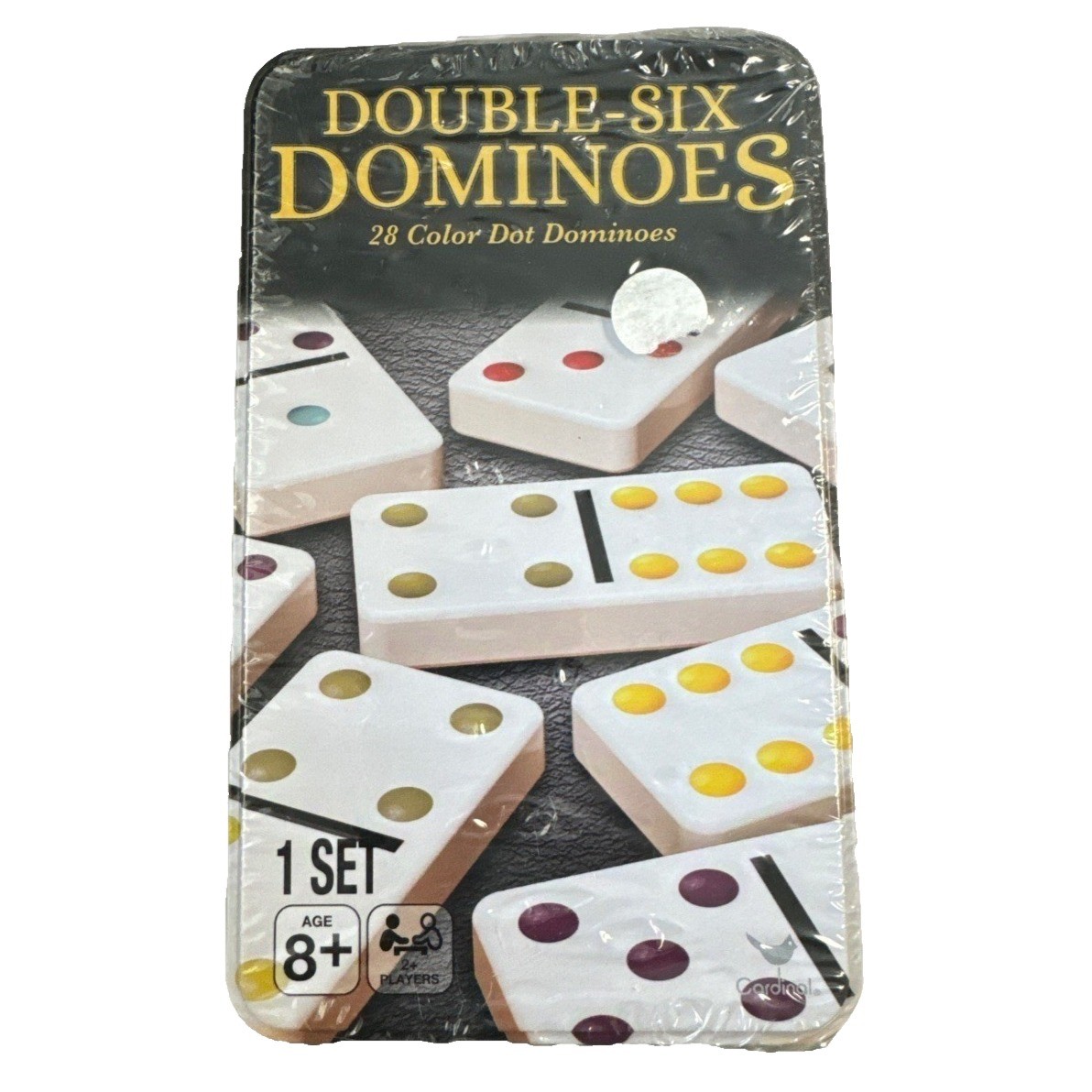 Cardinal Double-Six Dominoes 28 Color Dot Set Collector Tin New Sealed