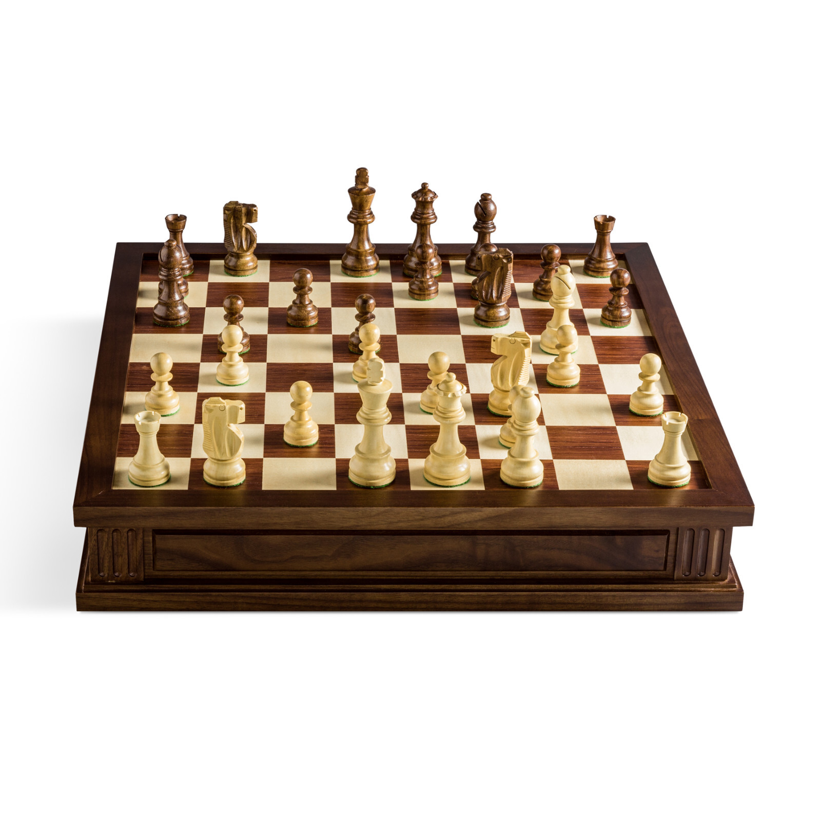 WS Game Company Chess Checkers 7-in-1 Heirloom Edition with Solid Walnut Cabinet
