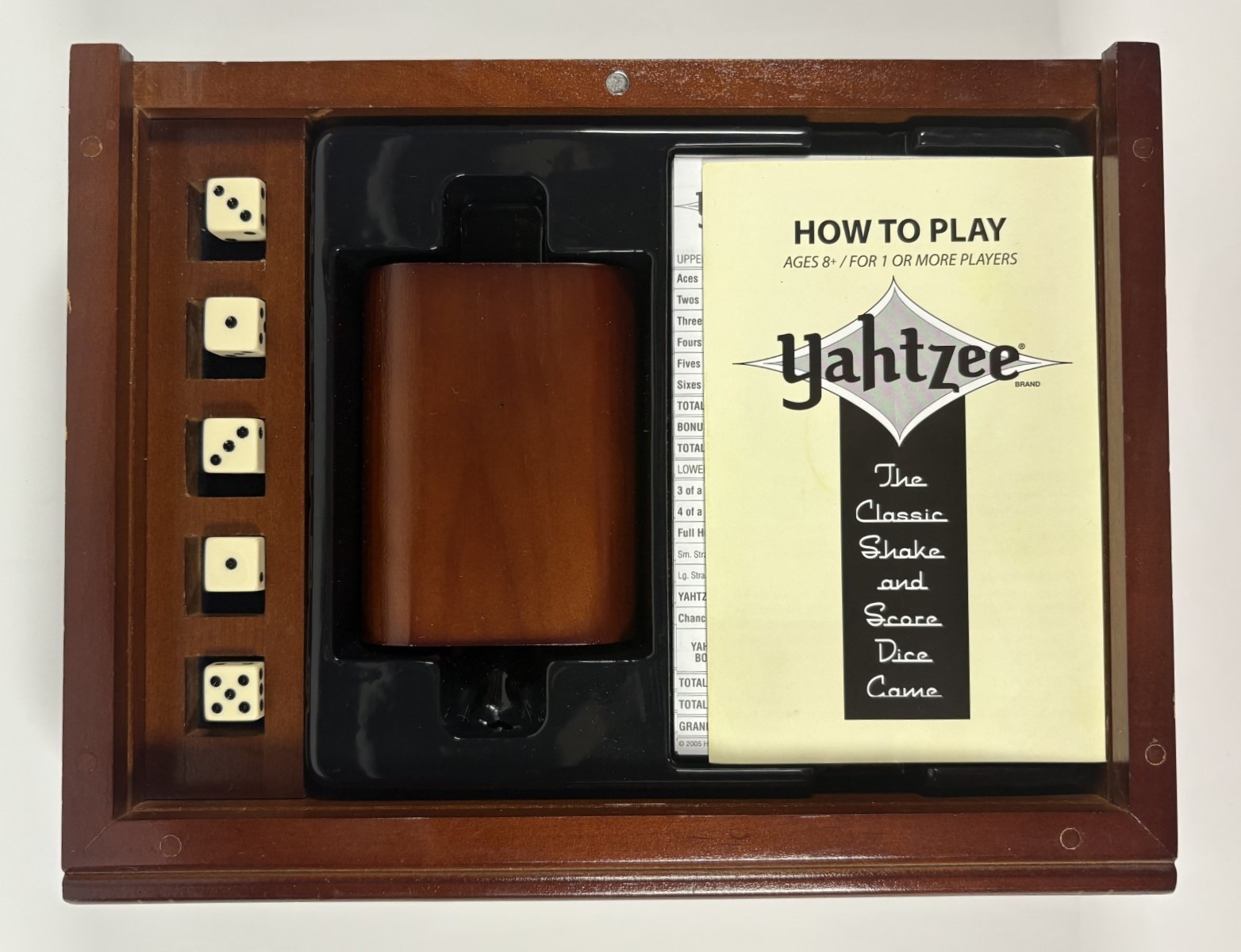 Yahtzee Game Vintage Collection Bookshelf Edition Wooden Box Complete Free Ship
